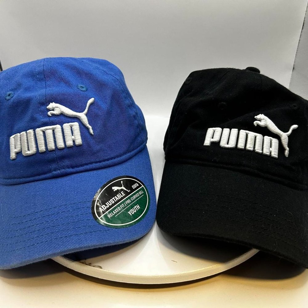 Lot of 2 Puma black and blue hat cap youth!
